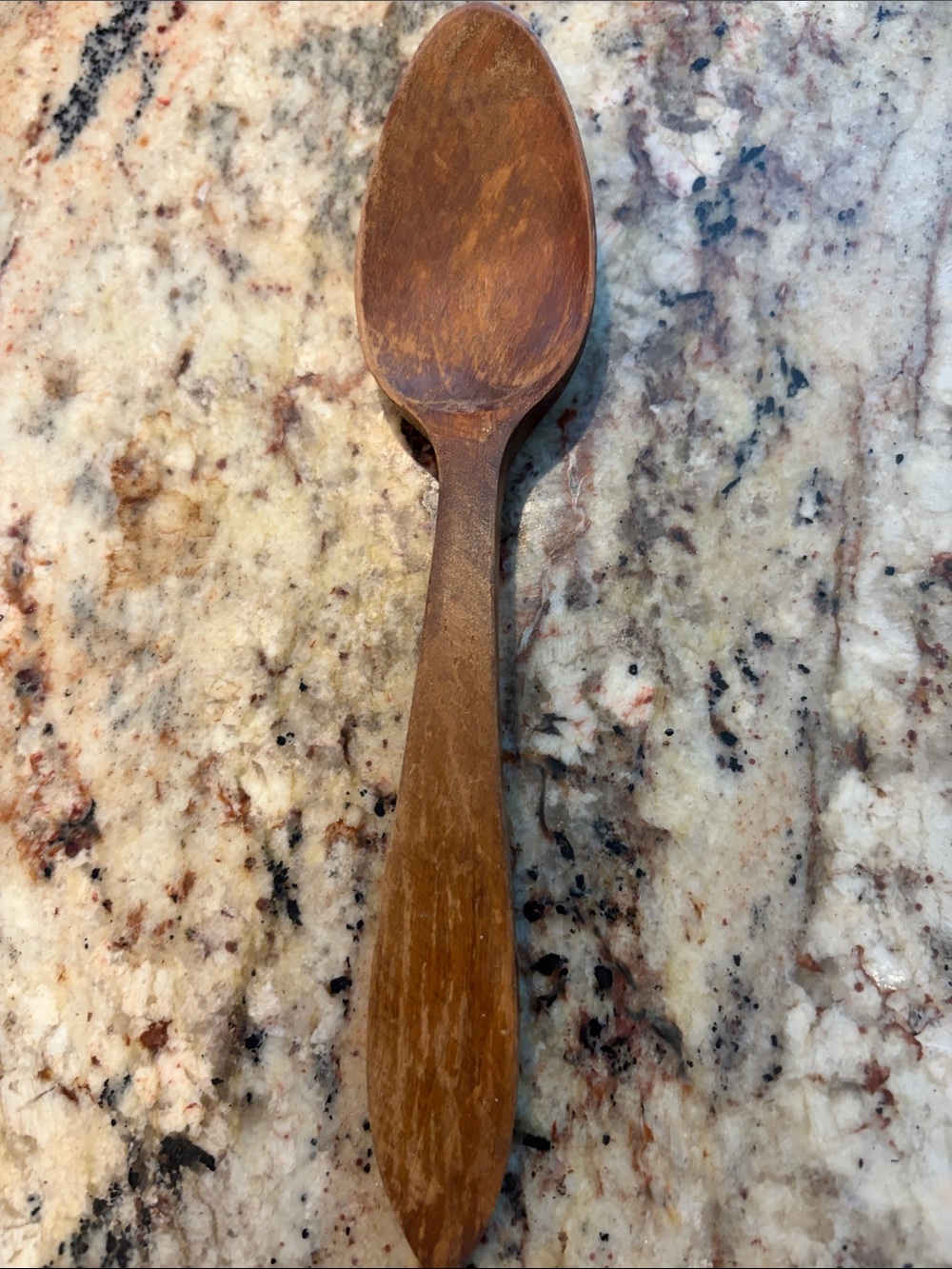 Vintage Handcrafted Brown Wooden Serving Spoon - Made in France